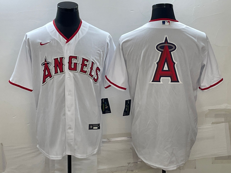 Men's Los Angeles Angels White Team Big Logo Cool Base Stitched Jersey